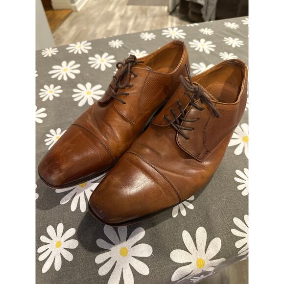 Florsheim Men's Postino Cap Toe Oxford Leather Shoes Cognac Brown US 12D - Picture 1 of 6